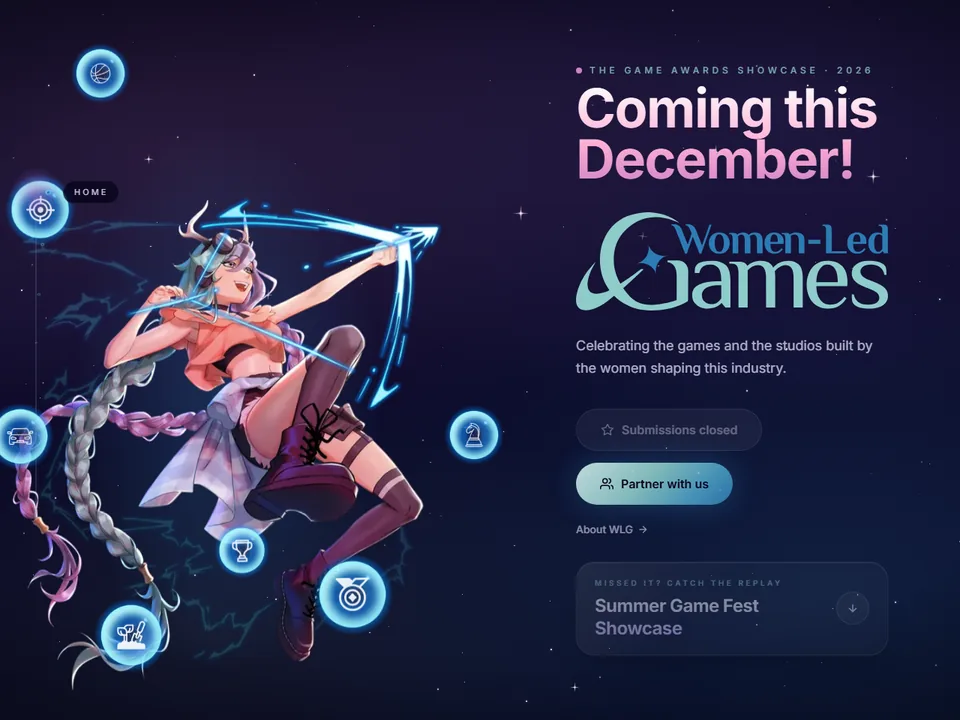 Women‑Led Games website homepage